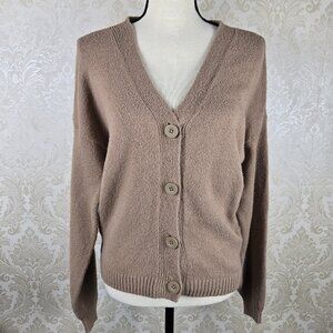Hollister Size XS Tan Vneck Button Up Cardigan Dropped Shoulder Seam Long Sleeve